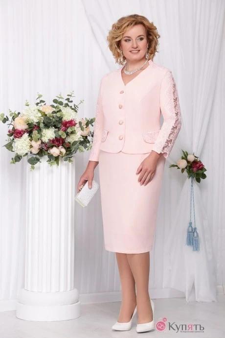 Юбочный костюм Нинель Шик 5544 бежевый #1