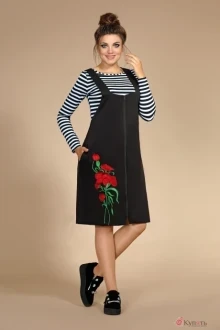 Юбочный костюм Мублиз 132 черн+полоска