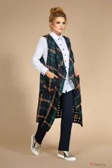 Брючный костюм Мублиз 130 синий+бел+зел