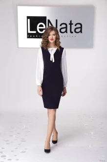 Сарафан LeNata 21794-1 т.син с бел.бл.