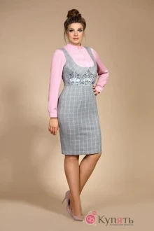 Юбочный костюм Мублиз 146 розовый+серый