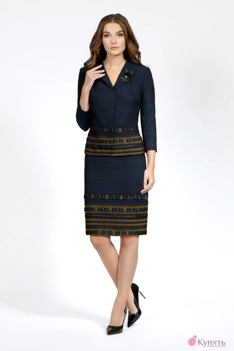 Юбка Bazalini 2910 синий с оливковым дизайном #1