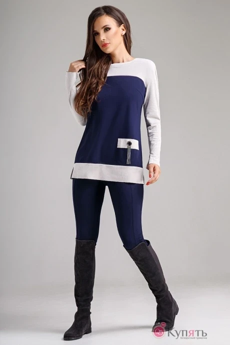 Брючный костюм Teffi Style 1272 синий/беж #1