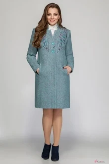 Пальто ЛаКона 1053g фиолетово-бирюзовый