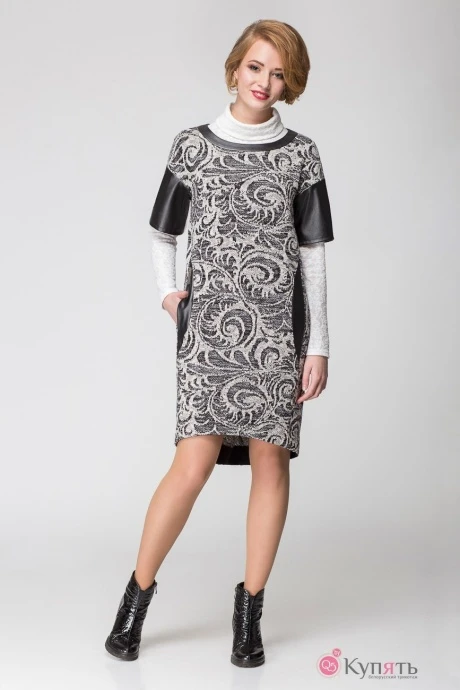 Платье ЛаКона 1072 серый с черным ВЕНЗЕЛЯ #1