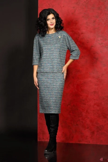 Юбочный костюм Твой Имидж 8907 синие тона #1