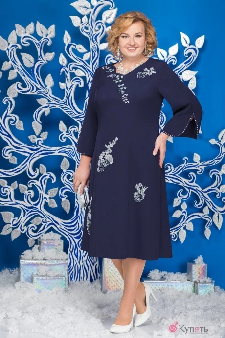 Платье Нинель Шик 5582 темно-синий #1