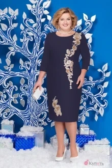 Платье Нинель Шик 5587 синий/золото