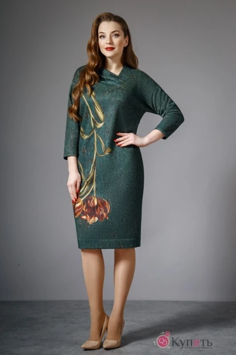Платье Магия Моды 1278 зеленый с золотом #1
