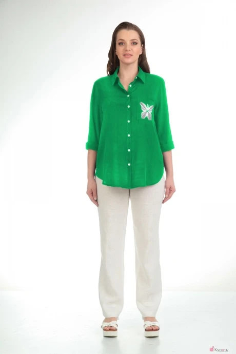 Блузка, туника, рубашка Diamant 1172 зелёный/черная бабочка #1