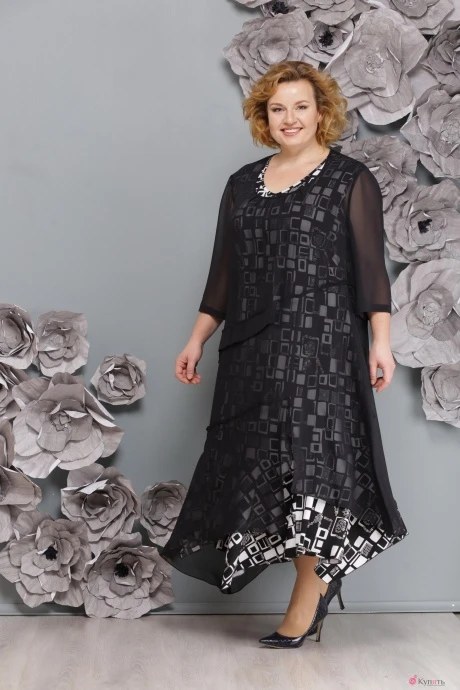 Платье Надин-Н 1373/1 черный в квадратики #1