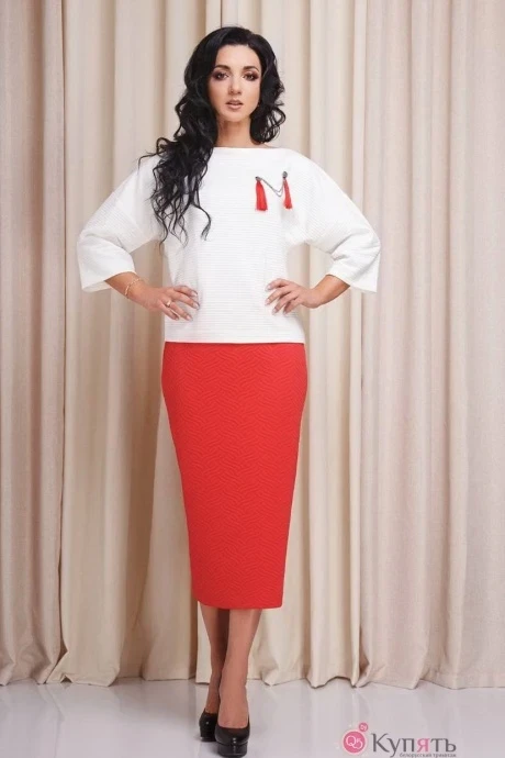 Юбочный костюм Anastasia 158 красный/молочный #1