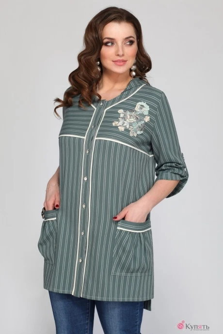 Блузка, туника, рубашка Matini 4.1084 полоска на зеленом фоне #1