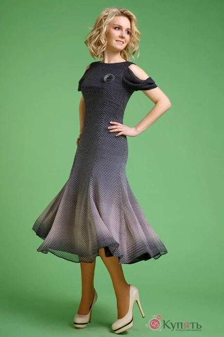 Платье Euro-moda 158 омбре (черный-серый) #1