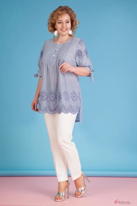 Брючный костюм Лилиана 645В с белыми брюками #1