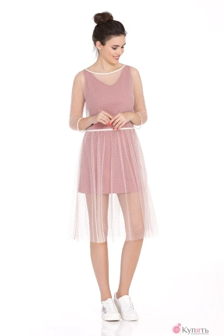 Платье PiRS 384 розовое с розовой сеткой #1