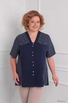Блузка, туника, рубашка Орхидея Люкс 874 синий