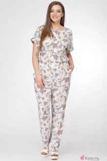 Комбинезон Ладис Лайн 946 молочный+серый+мята
