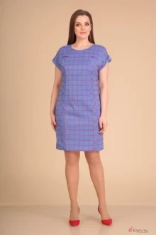 Платье VIOLA STYLE 0736 васильковый в клетку