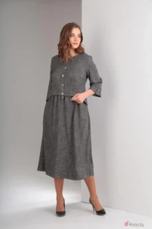 Платье TVIN 5295 серый в красную крапинку