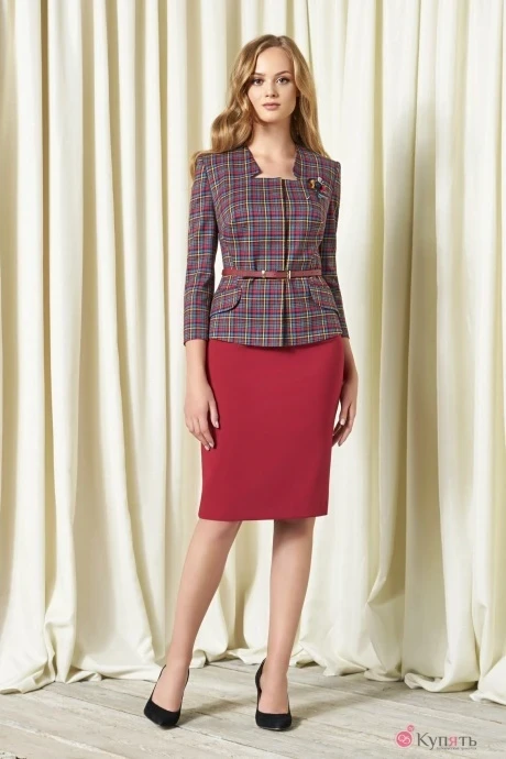 Жакет (пиджак) Bazalini 3358 клетка бордо #1
