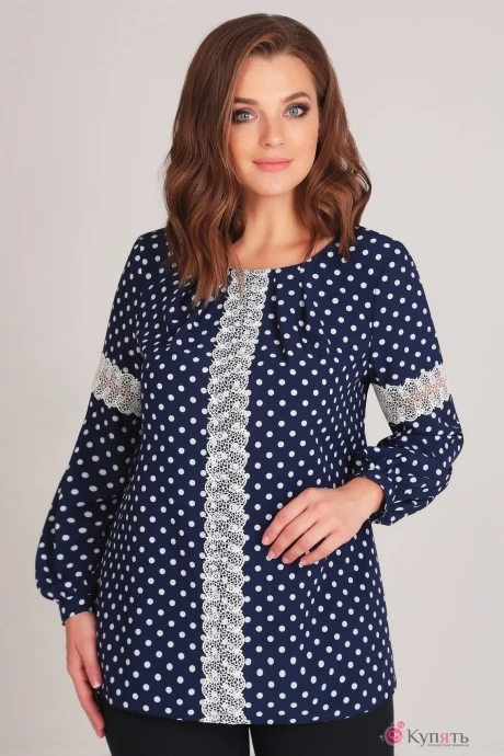 Блузка, туника, рубашка Асолия 4035 темно-синий горох #1