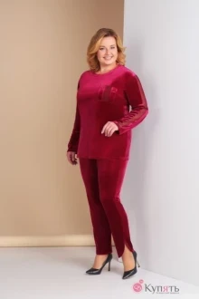 Брючный костюм Ksenia Style 1571 красно-малиновый