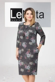 Платье LeNata 11961 серый в цветы