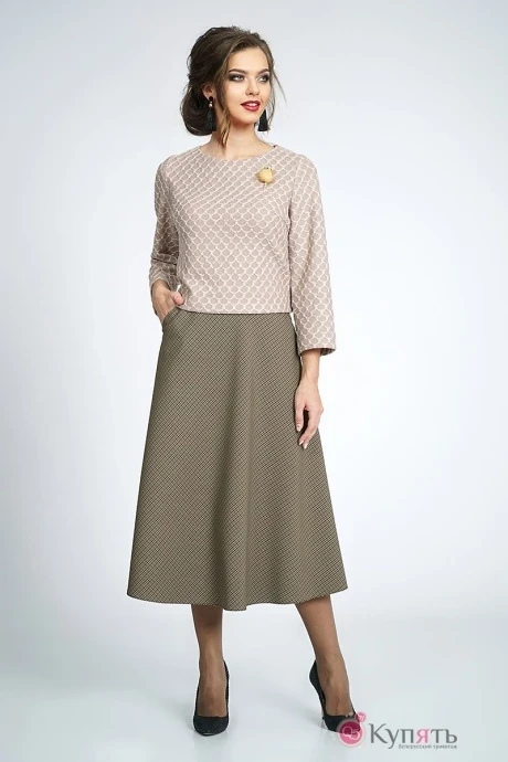 Юбочный костюм ALANI COLLECTION 824 кофе с молоком+клетка #1