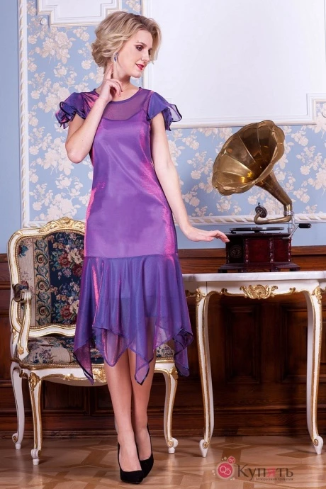 Платье Euro-moda 192 розово-голубо-фиолетовый #1