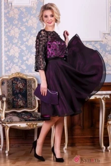 Платье Euromoda 198 розово-фиолетовый+черный