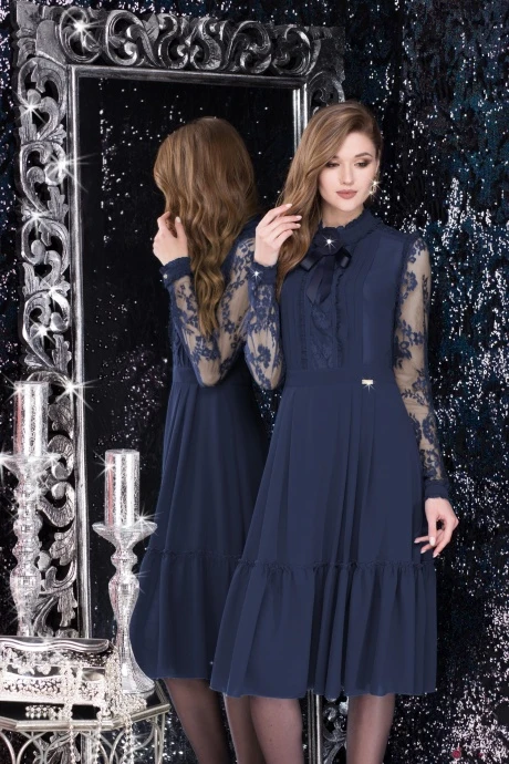 Платье LeNata 11891 тёмно-синий #1