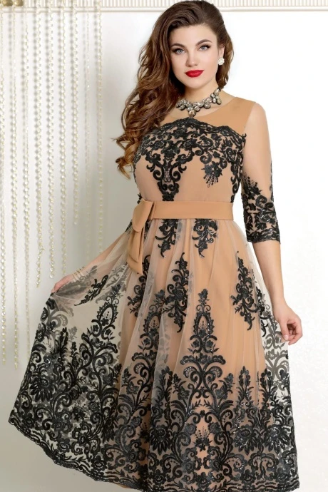 Платье Vittoria Queen 7473-1 черный+беж #1