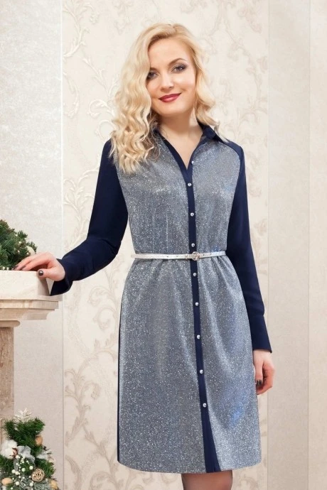 Платье *Распродажа Azzara 540 -1 синий с серебром #1