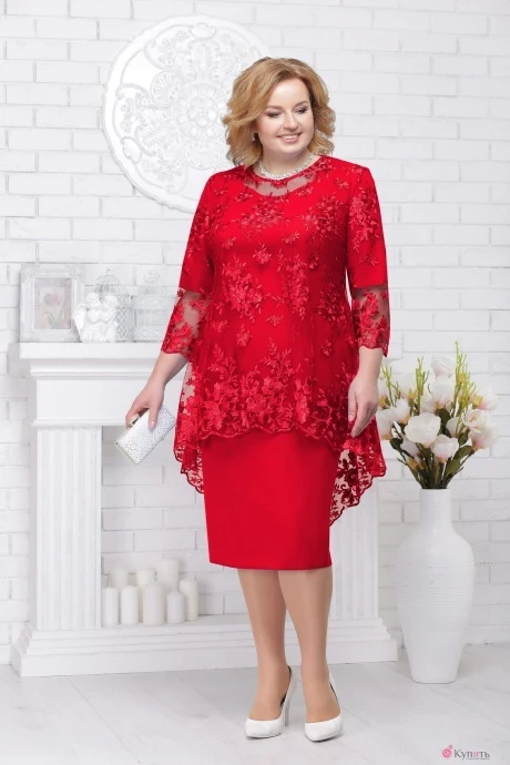 Платье Нинель Шик 5542 красный+красный #1