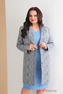 Юбочный костюм Ksenia Style 1627 голубой+серый