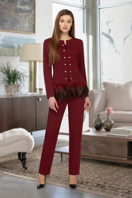 Брючный костюм Beautiful&Free 1826 марсала перья #1