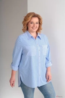 Блузка, туника, рубашка Орхидея Люкс 897 голубая полоска