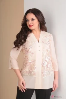 Блузка, туника, рубашка Ksenia Style 1599 кружево пудра