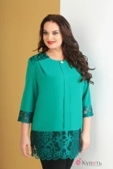 Блузка, туника, рубашка Ksenia Style 1603 темная-бирюза зеленый
