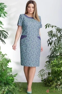 Платье LeNata 11905 голубой с бирюзовым