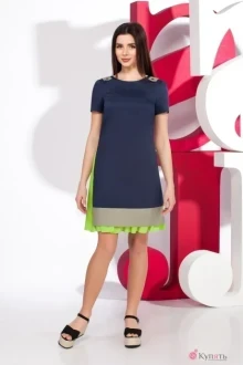 Платье Juliet style D17 синий+салатовый