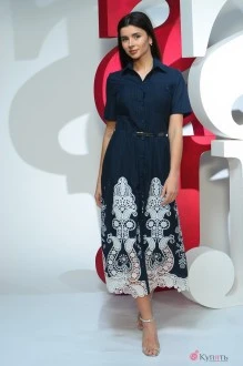 Платье Juliet style D47 синий+шитье