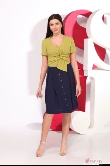 Платье Juliet style D48-1 лайм+синий