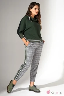 Брючный костюм Avanti 723-1 серый/оливка