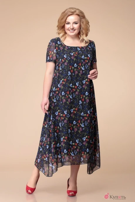 Платье Romanovich Style 1-1332 синий в цветочный принт #1