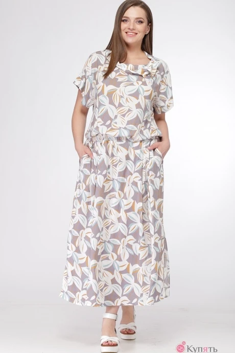 Платье Ладис Лайн 945 молочный+серый+мята #1