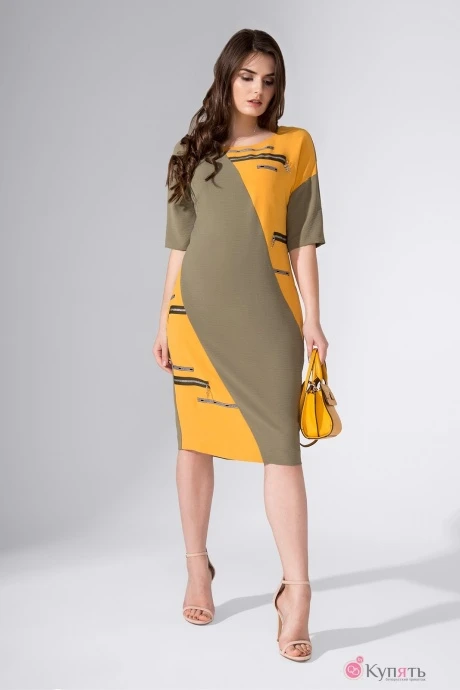 Платье Avanti 766 -1 оливка/желтый #1