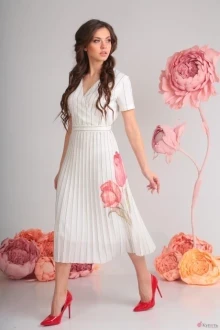 Платье SandyNa 13582 белый тюльпан