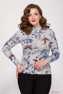 Блузка, туника, рубашка Медея и К 1500 серые птички